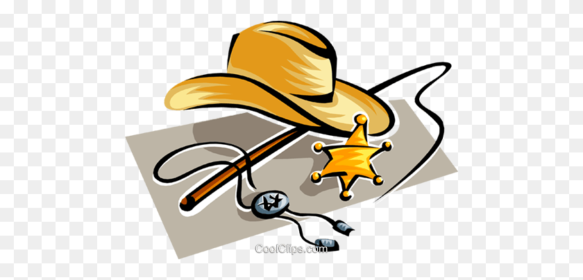 480x344 Cowboy Hat With Sheriff Badge Royalty Free Vector Clip Art - Sheriff Badge PNG