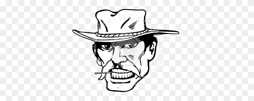 361x277 Cowboy Head Chewing On Toothpick - Toothpick Clipart