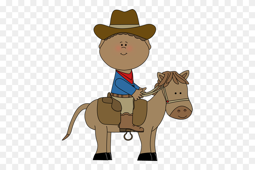 431x500 Cowboy On A Horse From Mycutegraphics Western Clip Art - Riding Horse Clipart