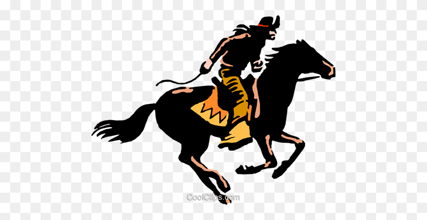 480x374 Cowboy On Horseback Royalty Free Vector Clip Art Illustration - Cowboy Horse Clipart