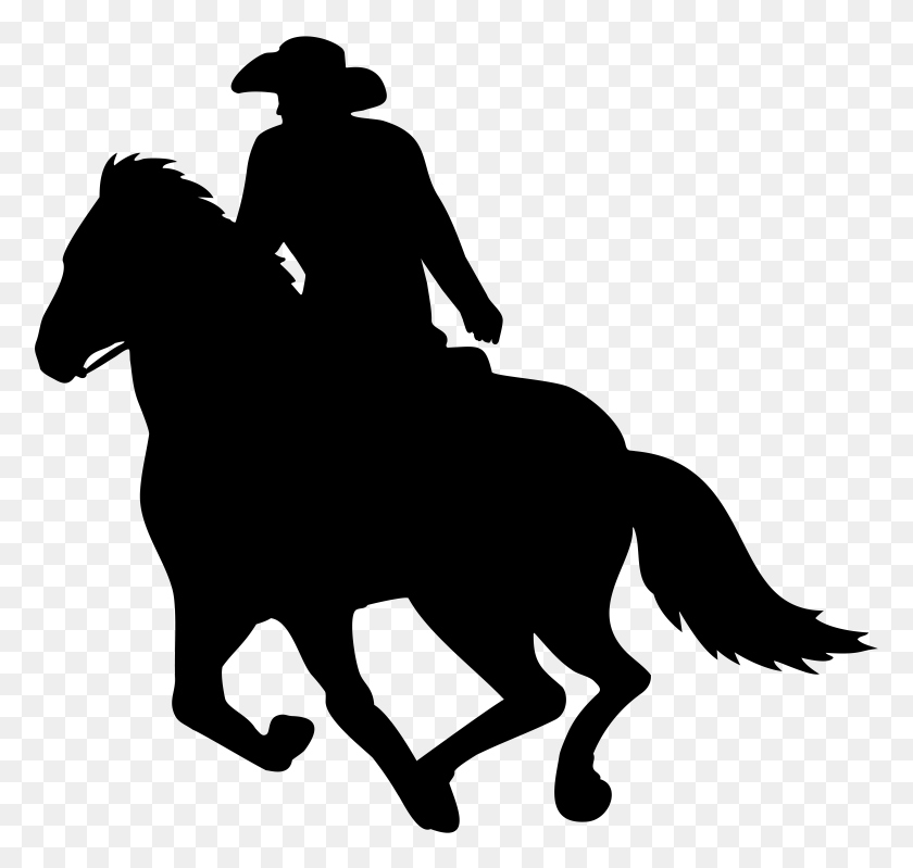 8000x7580 Cowboy Rider Silhouette Png Clip - Cowboy Border Clipart