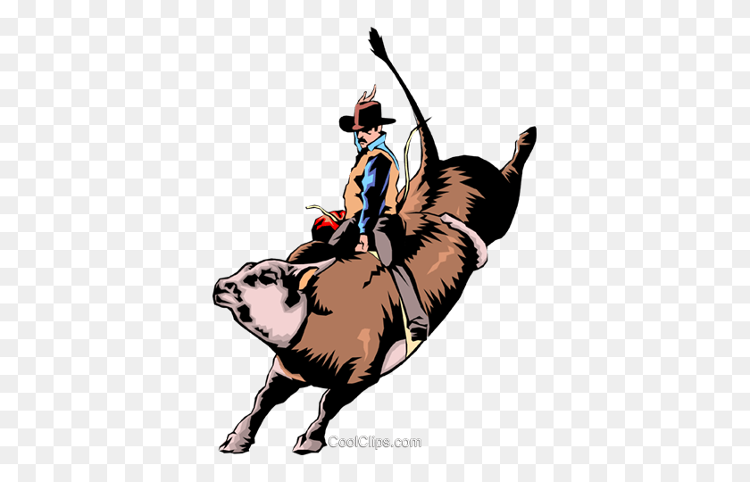 363x480 Cowboy Riding A Bull Royalty Free Vector Clip Art Illustration - Rodeo PNG