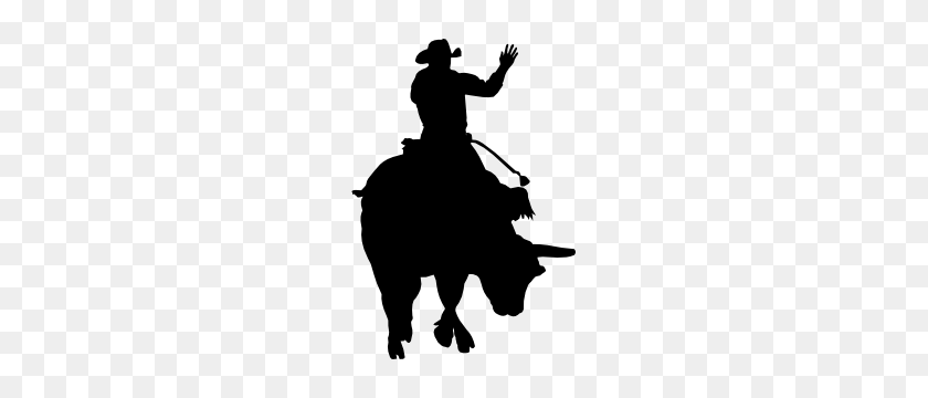 300x300 Cowboy Rodeo Bull Rider Waving Sticker - Bull Riding Clip Art