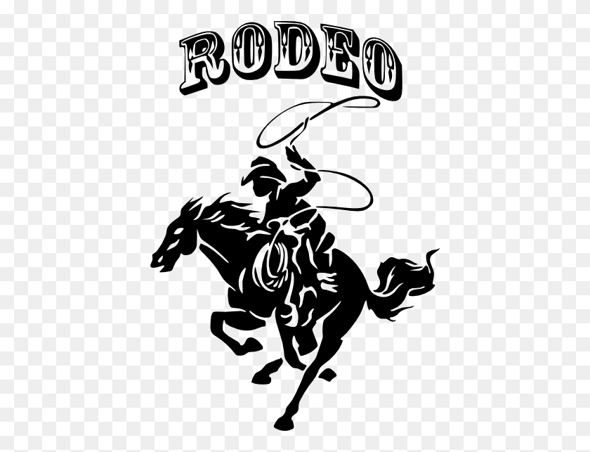 412x583 Vaquero Rodeo Rider Silueta De Imagen En Vinilo Negro Mcartwork - Silueta De Vaquero Png