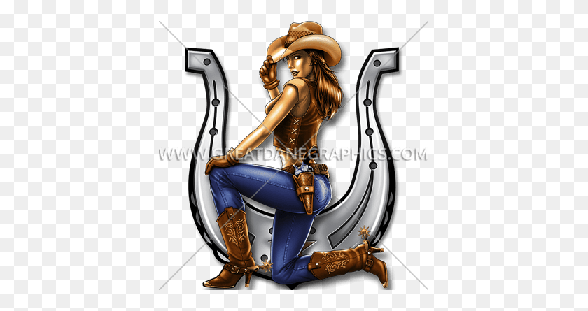 385x385 Cowgirl Horseshoe Production Ready Artwork For T Shirt Printing - Cowgirl PNG