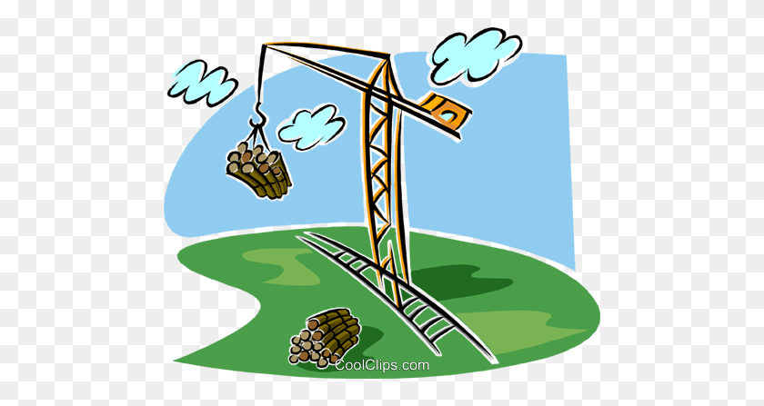 480x387 Crane With Load Of Logs, Lumber Industry Royalty Free Vector Clip - Industry Clipart