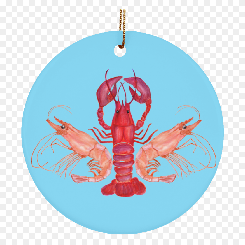 1155x1155 Crawfish And Shrimps Ceramic Circle Ornament - Crawfish PNG