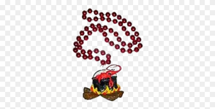 367x367 Crawfish Boiling Pot - Mardi Gras Beads PNG