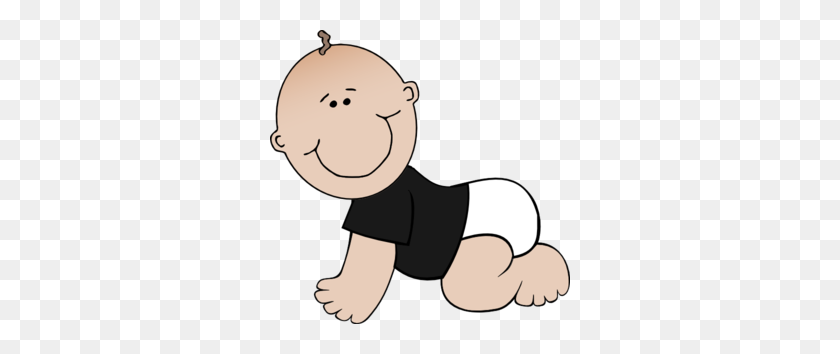 300x294 Crawling Baby Black Shirt Clip Art - Black Baby Boy Clipart