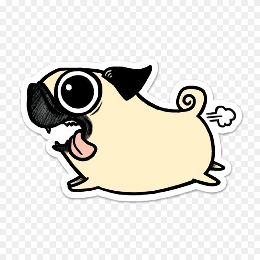 800x800 Crazy Pug Sticker In Pugs Drawing Stickers - Pug Face Clipart