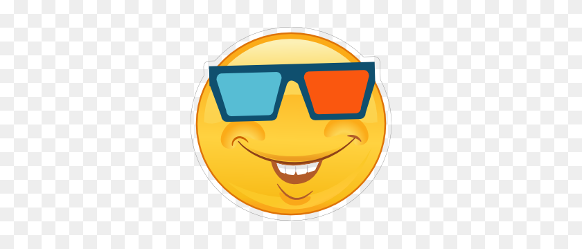 300x300 Crazy Smiling Emoji With Glasses Sticker - Glasses Emoji PNG