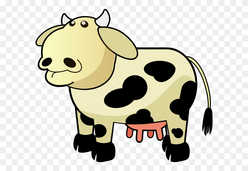 600x520 Cream Colored Cow With Black Spots Clip Art - Cow Spots Clipart