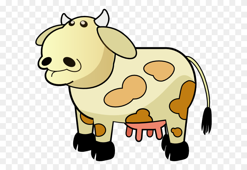 600x520 Cream Colored Cow With Brown Spots Clip Art - Cow Udder Clipart