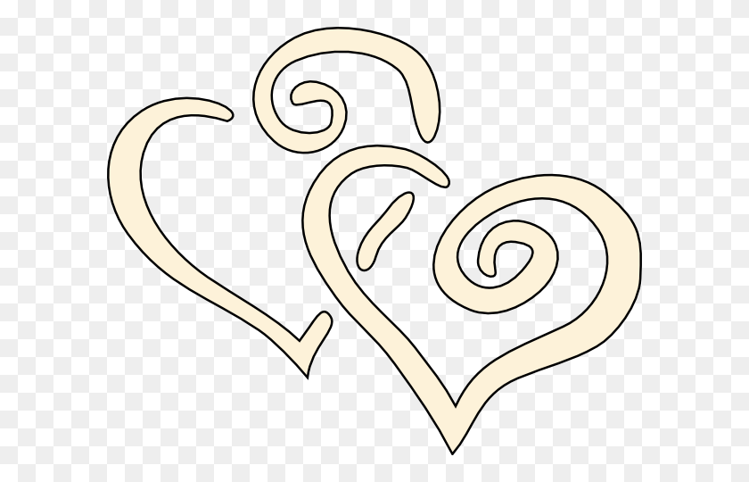 600x480 Cream Swirly Hearts Clip Arts Download - Heart Clipart PNG