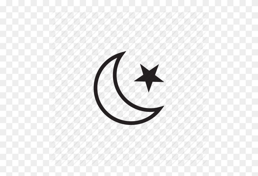 512x512 Luna Creciente Y Estrella, Islam, Religión, Símbolo Religioso, Símbolo Icono - Símbolos Religiosos Clipart