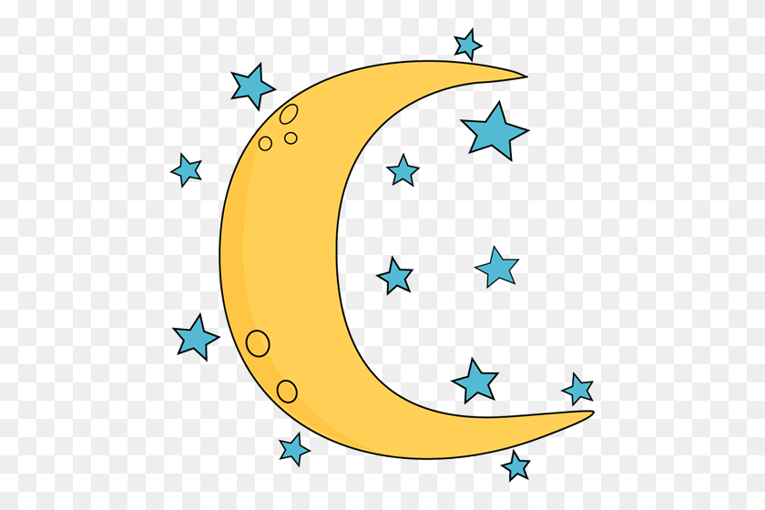 467x500 Crescent Moon And Stars Clip Art - Nightstand Clipart