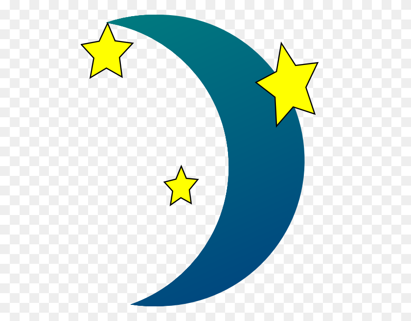510x597 Crescent Moon N Stars Clipart - Star Clipart Transparente