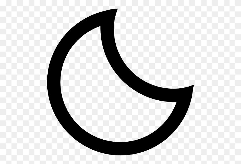 512x512 Crescent, Moon, Phase, Outlined, Symbol, Of, Weather, Interface - Cresent Moon PNG
