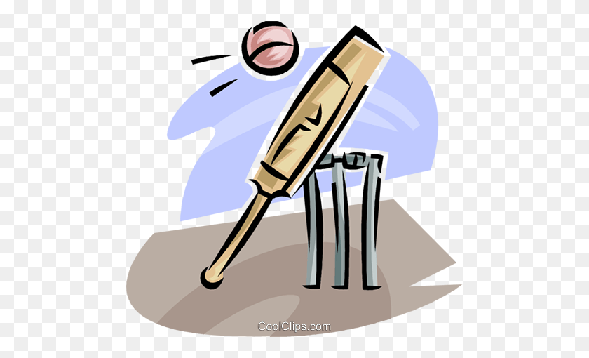 480x450 Cricket Bat And Ball Royalty Free Vector Clip Art Illustration - Bat And Ball Clipart