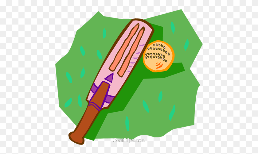 480x442 Cricket Bat And Ball Royalty Free Vector Clip Art Illustration - Cricket Clipart
