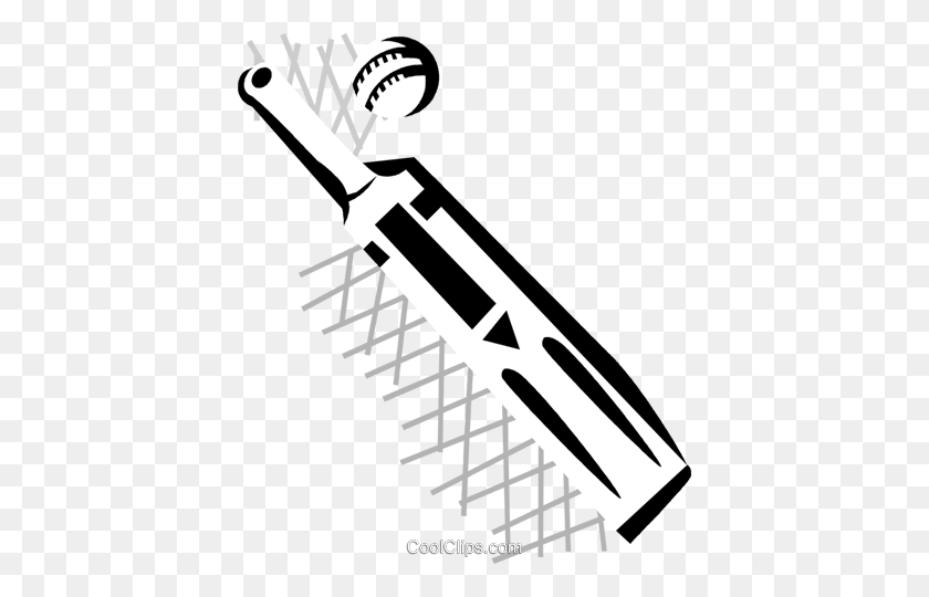410x480 Cricket Bat Royalty Free Vector Clip Art Illustration - Cricket Clipart Black And White