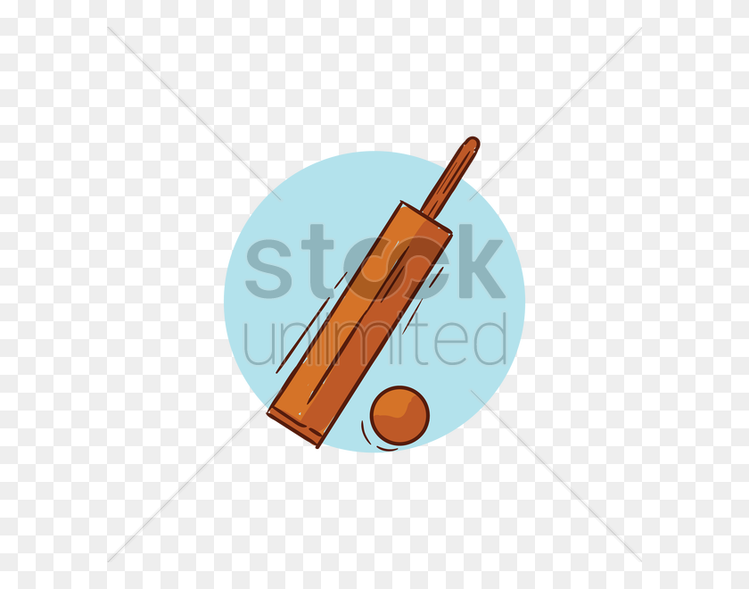 600x600 Cricket Vector Image - Baseball Bat And Ball Clipart