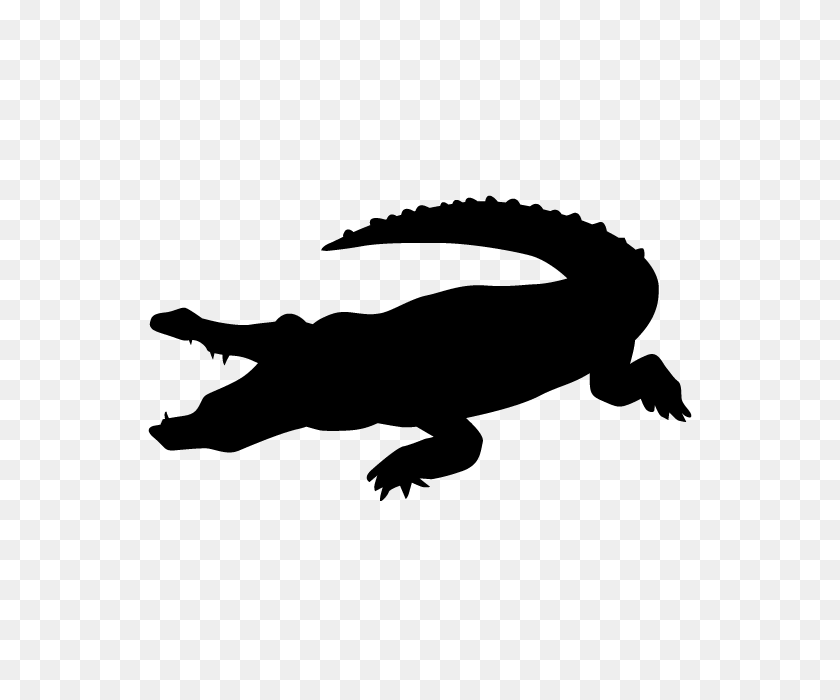 640x640 Бесплатные Иллюстрации Силуэт Животного Крокодил - Черно-Белый Клипарт Крокодил