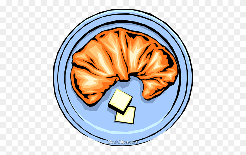 480x472 Croissant With Butter Royalty Free Vector Clip Art Illustration - Butter Clipart