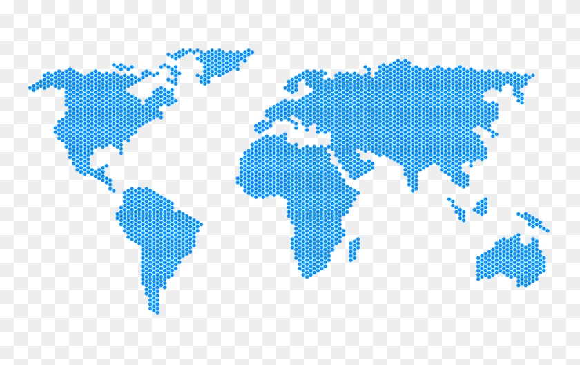 2000x1200 Cropped Dotted World Map - World Map PNG