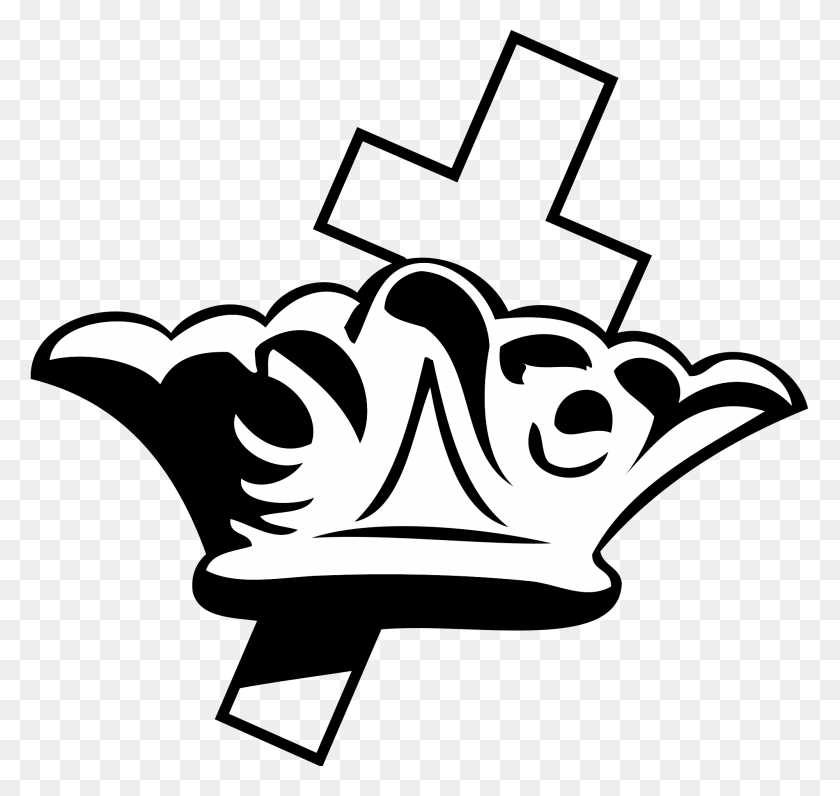 2000x1889 Cross And Crown - Crown Drawing PNG