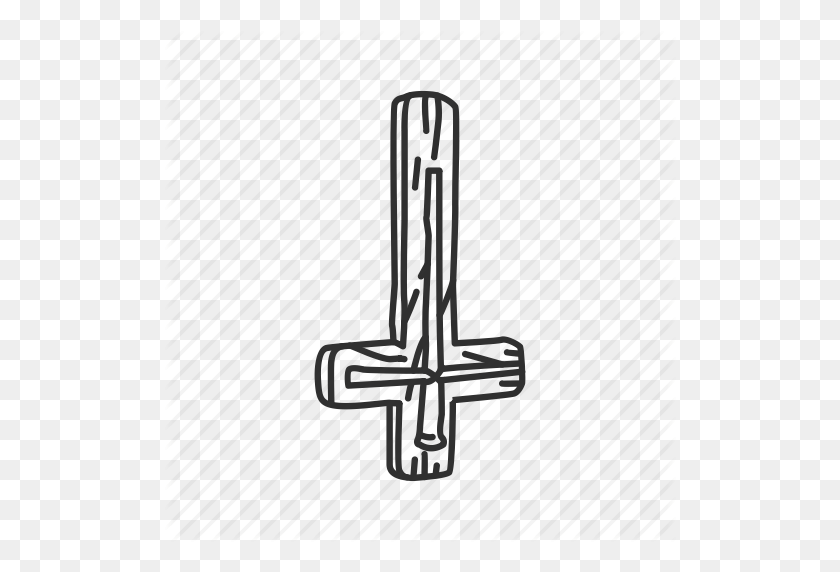 512x512 Cross, Cross Down, Evil Symbol, Upside Down Cross Icon - Upside Down Cross PNG
