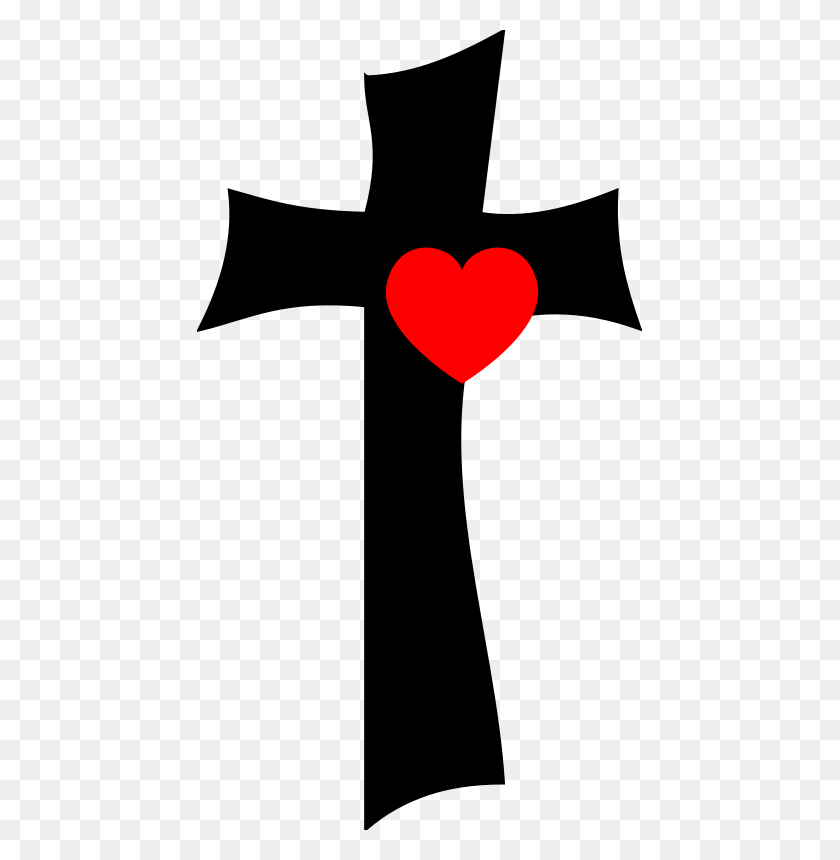445x800 Cross Heart Clipart - Cross And Flame Clipart