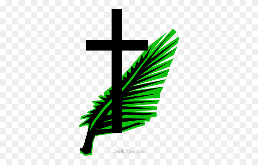328x480 Cross Palm Branches Royalty Free Vector Clip Art Illustration - Good Friday Free Clip Art
