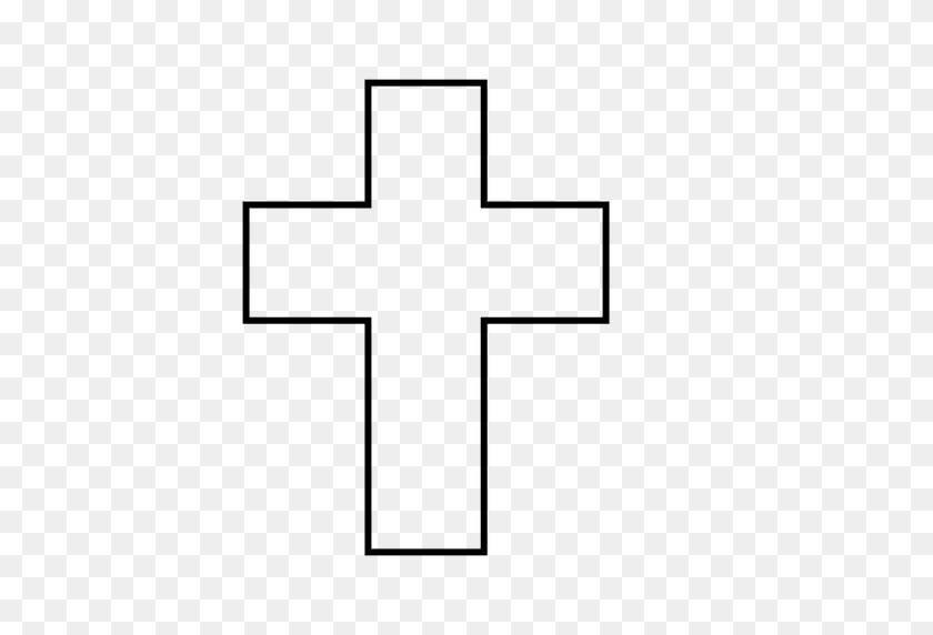 512x512 Cross Religion Stroke Illustration - White Cross PNG
