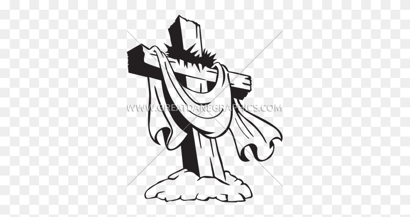 319x385 Cross With Crown Of Thorns Production Ready Artwork For T Shirt - Resurrection Clipart Black And White