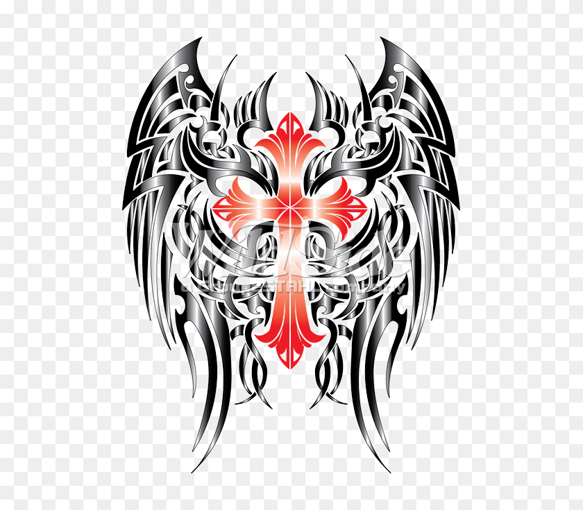 675x675 Cross With Gothic Wings The Wild Side - Gothic Cross PNG