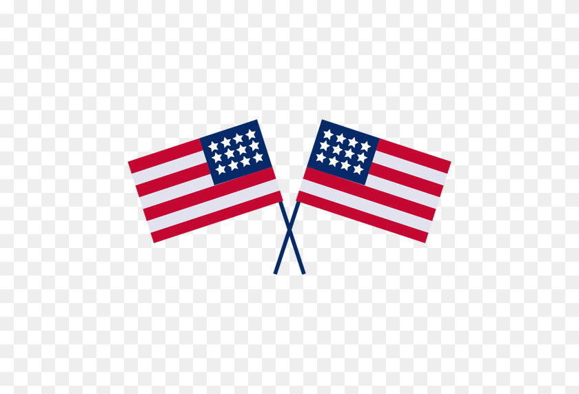 512x512 Элемент Дизайна Скрещенных Американских Флагов - Американский Флаг Прозрачный Png