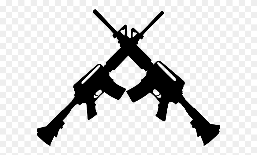 600x447 Crossed Clip Art - Rifle Clipart Black And White