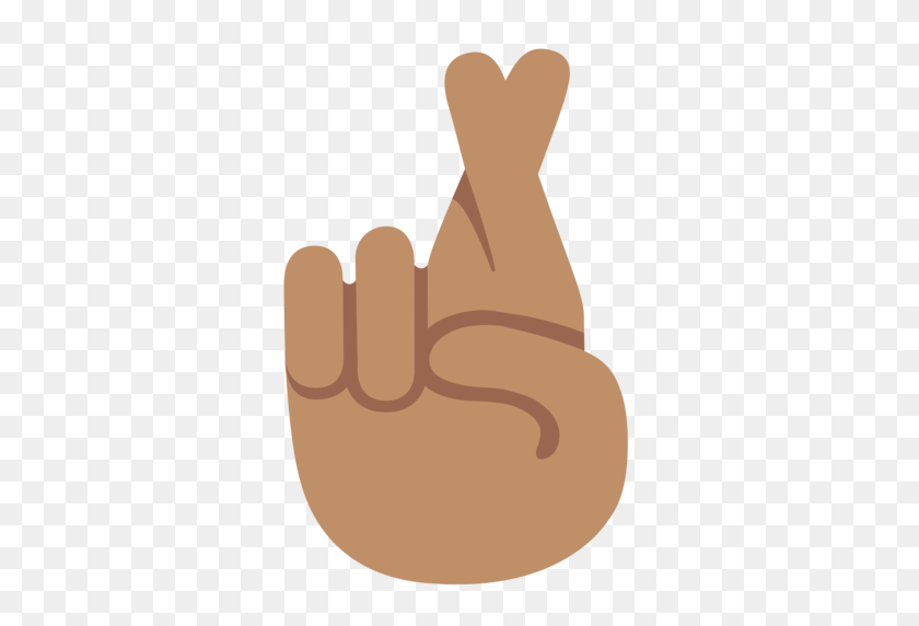 512x512 Emoji De Tono De Piel Medio De Dedos Cruzados - Imágenes Prediseñadas De Dedos Cruzados