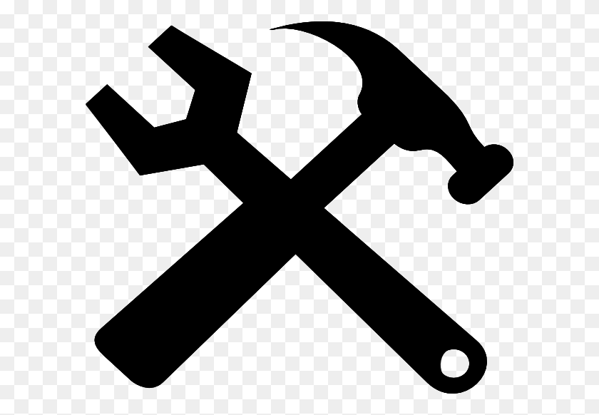 600x522 Crossed Hammer And Wrench Black Clip Art - Wrench Clipart