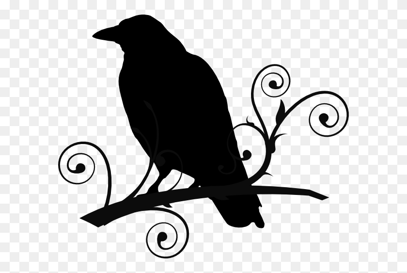600x503 Crow On Branch Clip Art - Crow Clipart