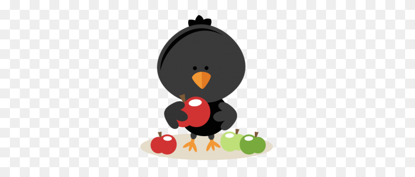 297x300 Crow With Apple Cutting For Cricut Silhouette Pazzles - Cute Crow Clipart