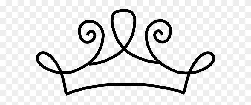 600x291 Crown Black And White Black And White Princess Crown Clipart - Tiara Clipart Black And White