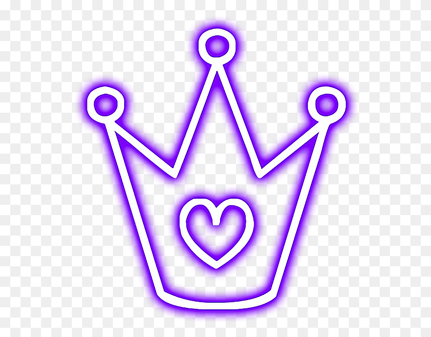 554x598 Корона Светящееся Сердце Snapchat Неоновый Фиолетовый - Snapchat Цветочная Корона Png