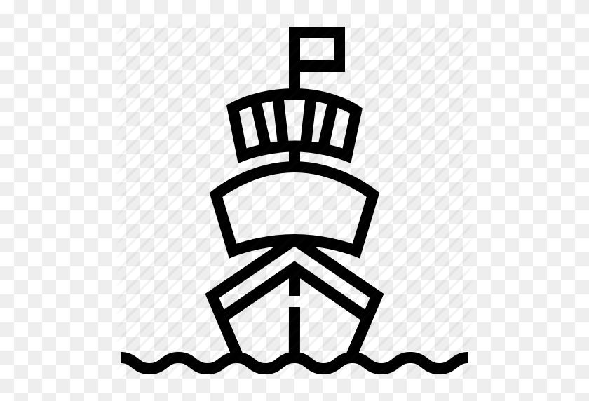 512x512 Круиз, Военно-Морской Флот, Пират, Корабль, Транспорт, Значок Транспорт - Черно-Белый Клипарт Пиратский Корабль