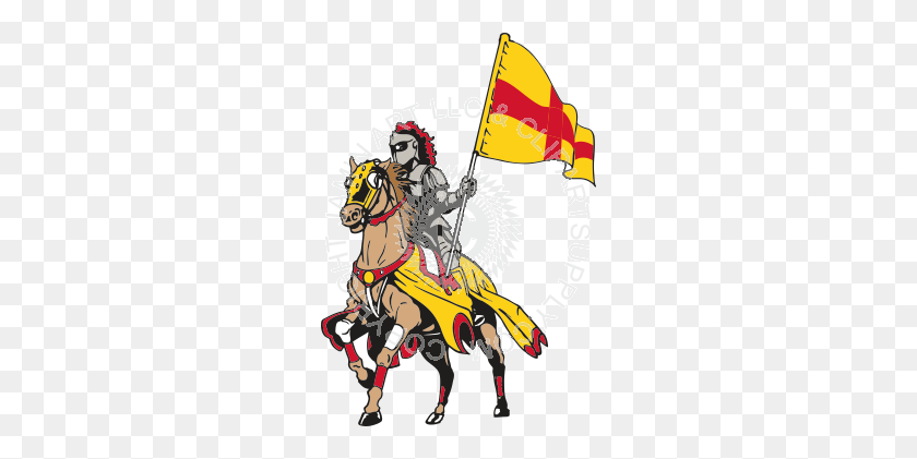 252x361 Crusader Riding Horse In Color - Knight On Horse Clipart