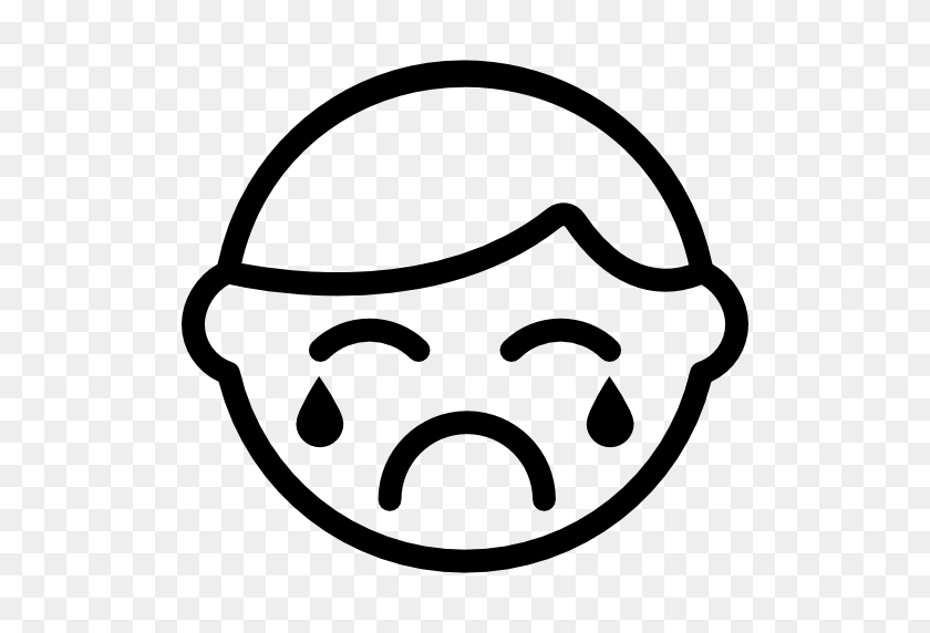 512x512 Cry, Fun, Funny, Emotion, Face, Smiley, Emoticon, Smile, Happy Icon - Funny Face Clipart Black And White