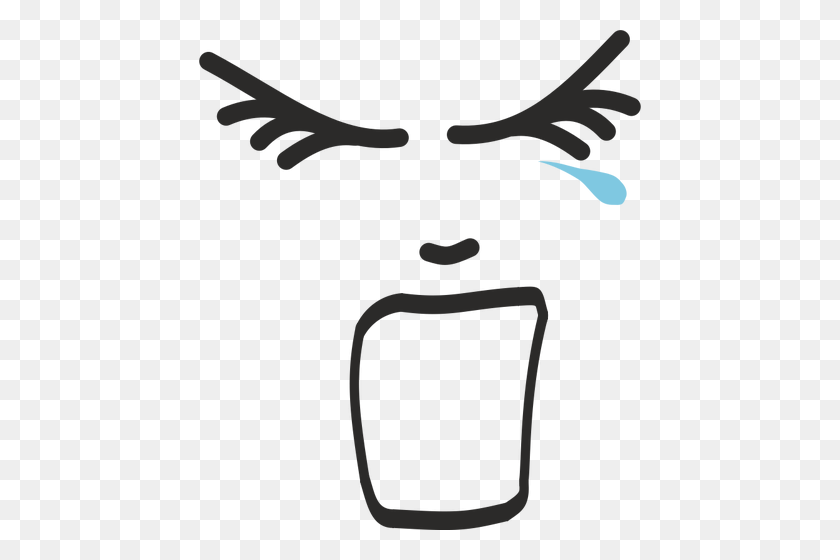 442x500 Crying Face Line Art - Man Crying Clipart