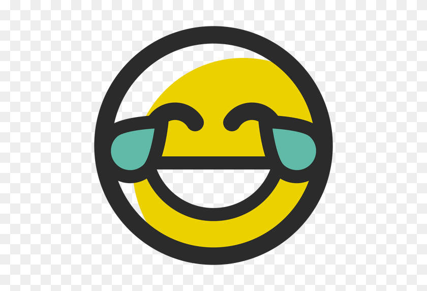 512x512 Crying Laughing Colored Stroke Emoticon - Laugh Cry Emoji PNG