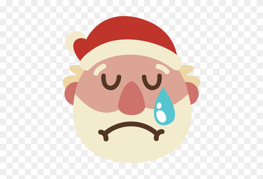 512x512 Плачущий Смайлик Лицо Санта-Клауса - Плачущее Лицо Png